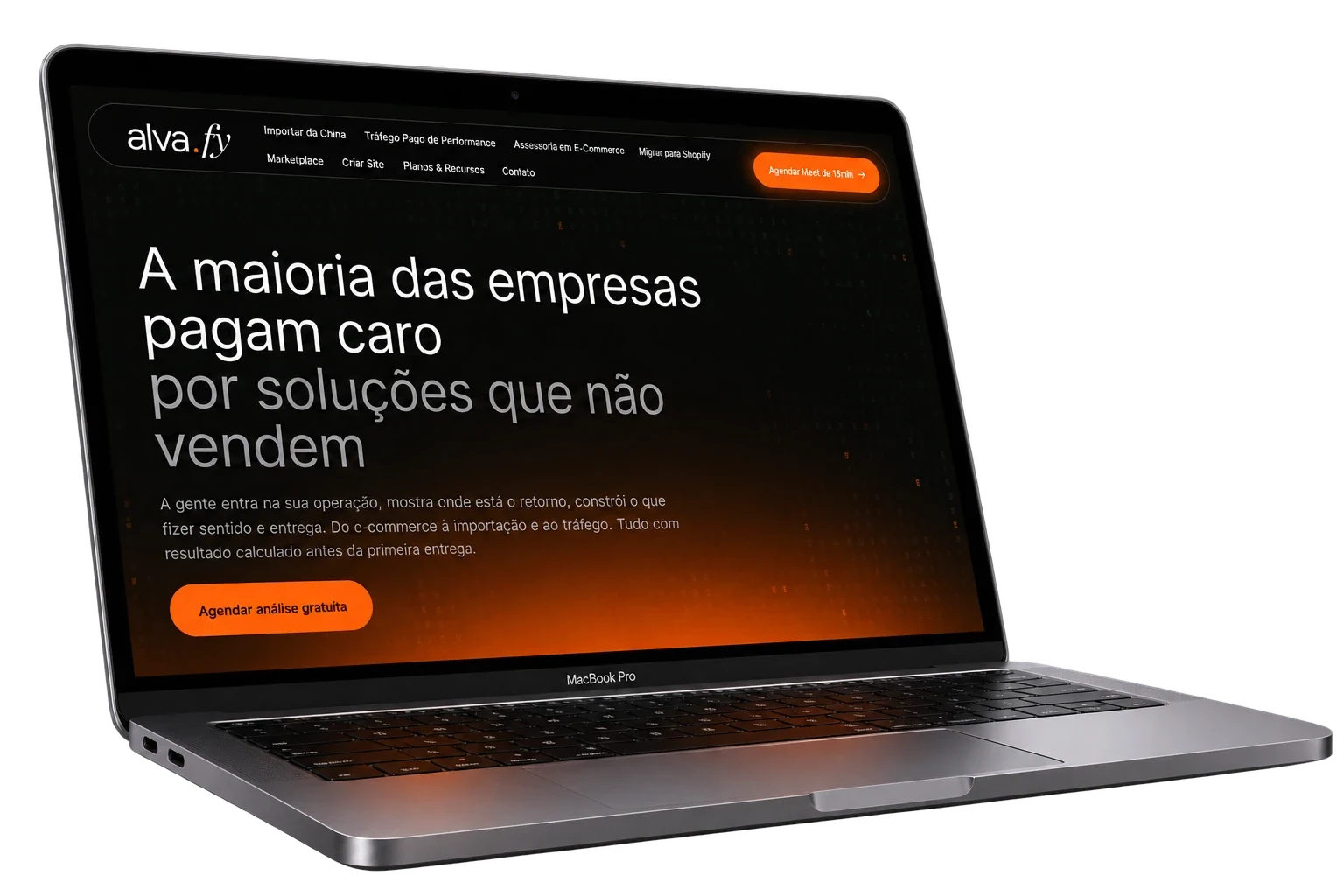 Site da Alvafy aberto num notebook
